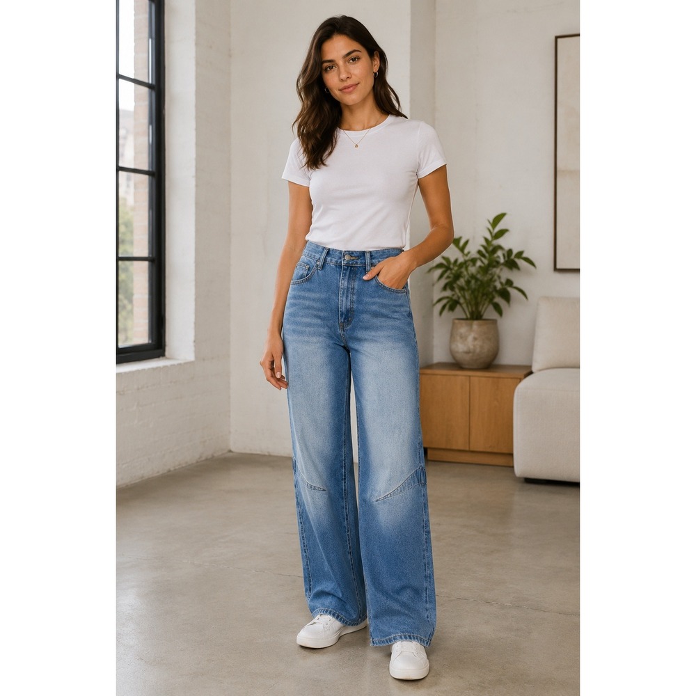 NVFelix Barrel Jeans Women Small Blue Wide Leg Baggy High Rise Streetwear